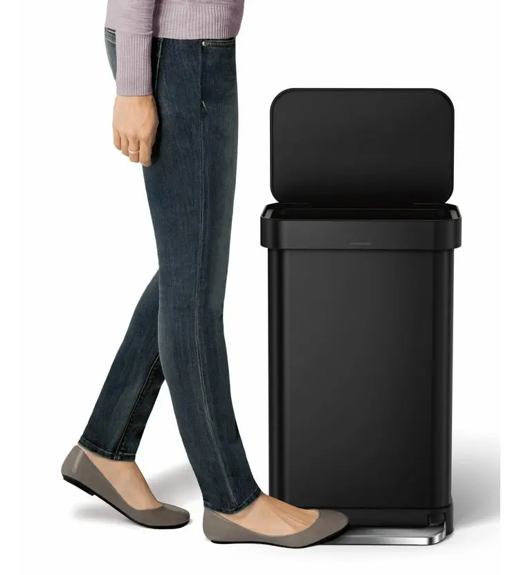 Simplehuman Afvalemmers - Afvalbak 45 L, Met Zakvak, Mat Zwart CW2092 7 Simplehuman Afvalemmers - Afvalbak 45 L, Met Zakvak, Mat Zwart CW2092 - Afbeelding 5