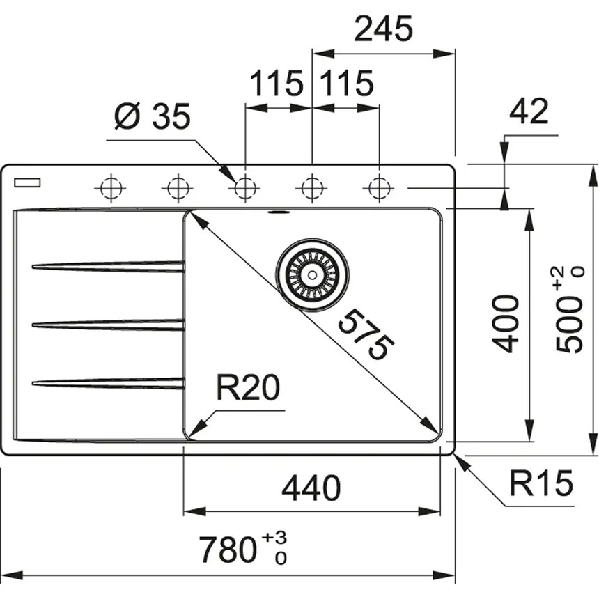 Franke Centro - Fragraniet Spoelbak CNG 611-78 TL/7, 78x50 Cm, Ijswit 114.0637.505 4 Franke Centro - Fragraniet Spoelbak CNG 611-78 TL/7, 78x50 Cm, Ijswit 114.0637.505 - Afbeelding 2