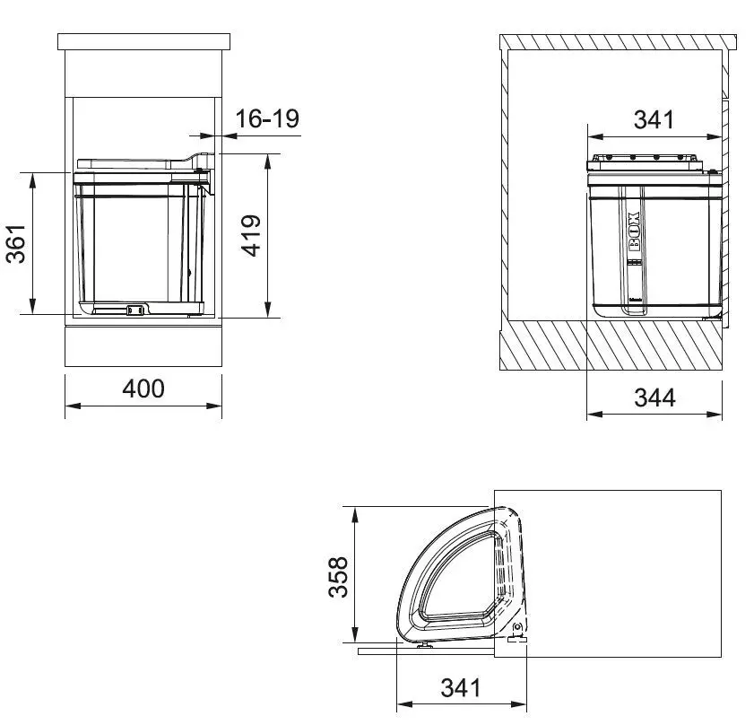 Franke Sorters - Inbouw Prullenbak Pivot, Zwart 121.0307.563 4 Franke Sorters - Inbouw Prullenbak Pivot, Zwart 121.0307.563 - Afbeelding 2