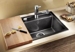 Blanco Dalago 5 - Silgranit Spoelbak, 52x51 Cm, Met Draaiknopbediening, Zwart 525871 -SANITINO WINKEL 160817834e009e1c00999b4b