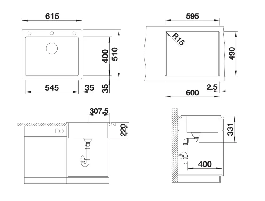 Blanco Pleon 6 - Silgranieten Spoelbak, 62x51 Cm, Zwart 527770 4 Blanco Pleon 6 - Silgranieten Spoelbak, 62x51 Cm, Zwart 527770 - Afbeelding 2
