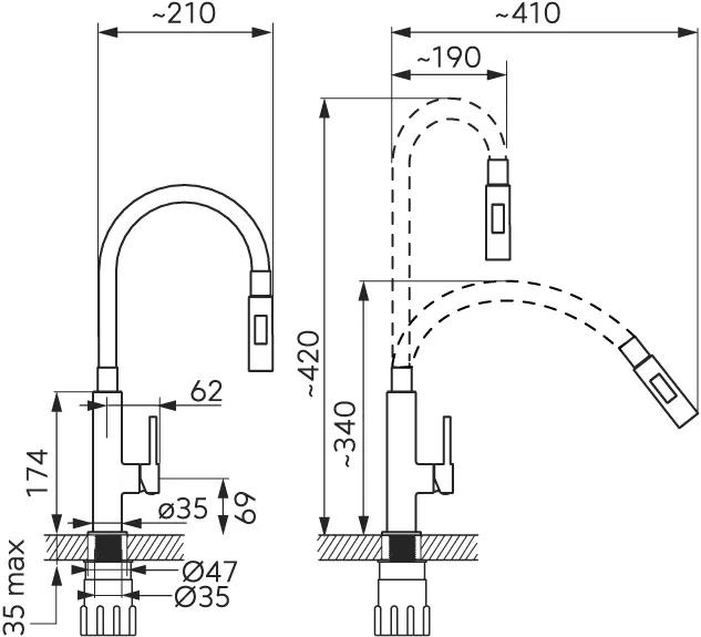Novaservis Ferro - Keukenkraan Met Flexibele Arm, Dualspray, Zwart/chroom 70730,0C 4 Novaservis Ferro - Keukenkraan Met Flexibele Arm, Dualspray, Zwart/chroom 70730,0C - Afbeelding 2