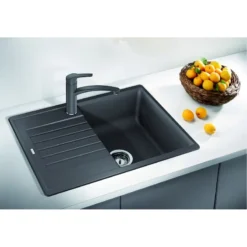 Blanco Zia 45 - Silgranit Spoelbak, 68x50 Cm, Compact, Zwart 526009 -SANITINO WINKEL 1fc30e48b2d9ee828db0c6a8