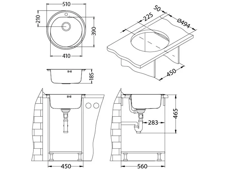 Alveus Form - Spoelbak Diameter 51 Cm, Rvs 1116756 4 Alveus Form - Spoelbak Diameter 51 Cm, Rvs 1116756 - Afbeelding 2