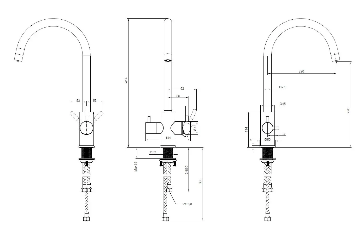 Kielle Wimeo - Keukenkraan Inclusief Filter, Chroom 10525SFI20 5 Kielle Wimeo - Keukenkraan Inclusief Filter, Chroom 10525SFI20 - Afbeelding 3