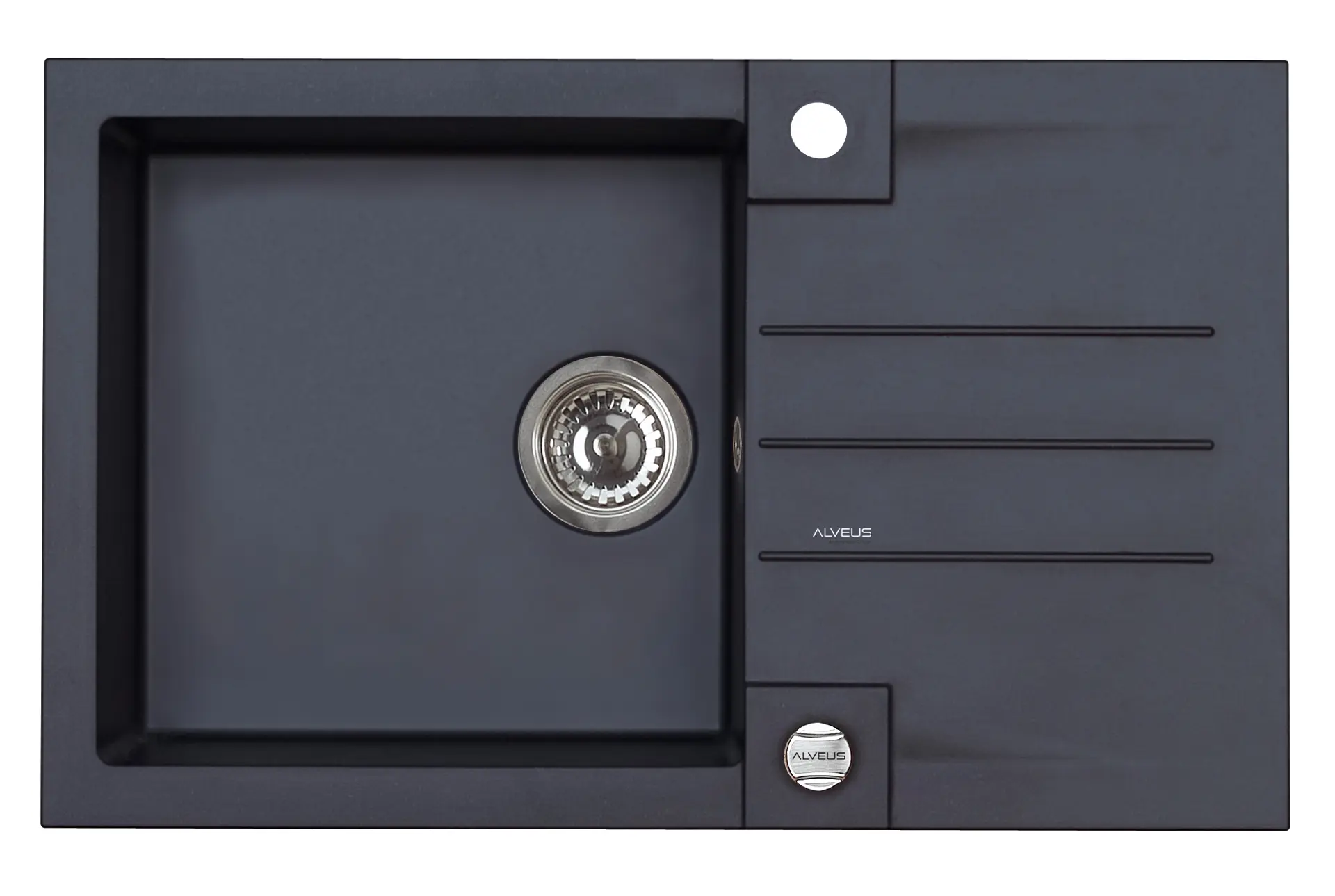 Alveus Rock - Granieten Spoelbak 78x48 Cm, Met Draaiknopbediening, Carbon 1090942 3 Alveus Rock - Granieten Spoelbak 78x48 Cm, Met Draaiknopbediening, Carbon 1090942