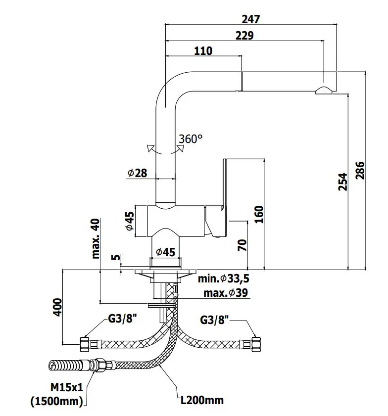Paffoni Ringo - Keukenkraan Met Uittrekabre Sproeikop, Mat Zwart RIN185NO 4 Paffoni Ringo - Keukenkraan Met Uittrekabre Sproeikop, Mat Zwart RIN185NO - Afbeelding 2