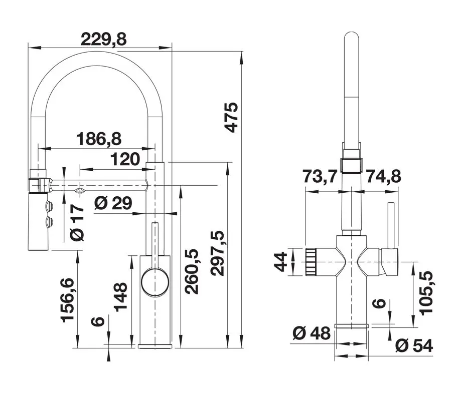 Blanco Catris S - Keukenkraan Met Filterfunctie En Flexibele Uitloop, Chroom/zwart 526705 4 Blanco Catris S - Keukenkraan Met Filterfunctie En Flexibele Uitloop, Chroom/zwart 526705 - Afbeelding 2