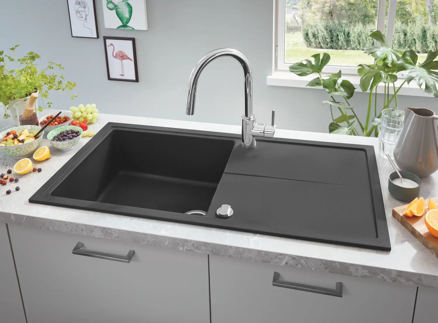 Grohe Spoelbakken - Composiet Spoelbak K400 Met Automatische Waste, 100x50 Cm, Grafiet Zwart 31641AP0 6 Grohe Spoelbakken - Composiet Spoelbak K400 Met Automatische Waste, 100x50 Cm, Grafiet Zwart 31641AP0 - Afbeelding 4