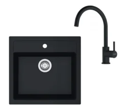 Franke Sets - Keukenset T122Č, Tectonite Spoelbak SID 610 En Keukenkraan FC 6018.901, Zwart/mat Zwart 143.0687.310