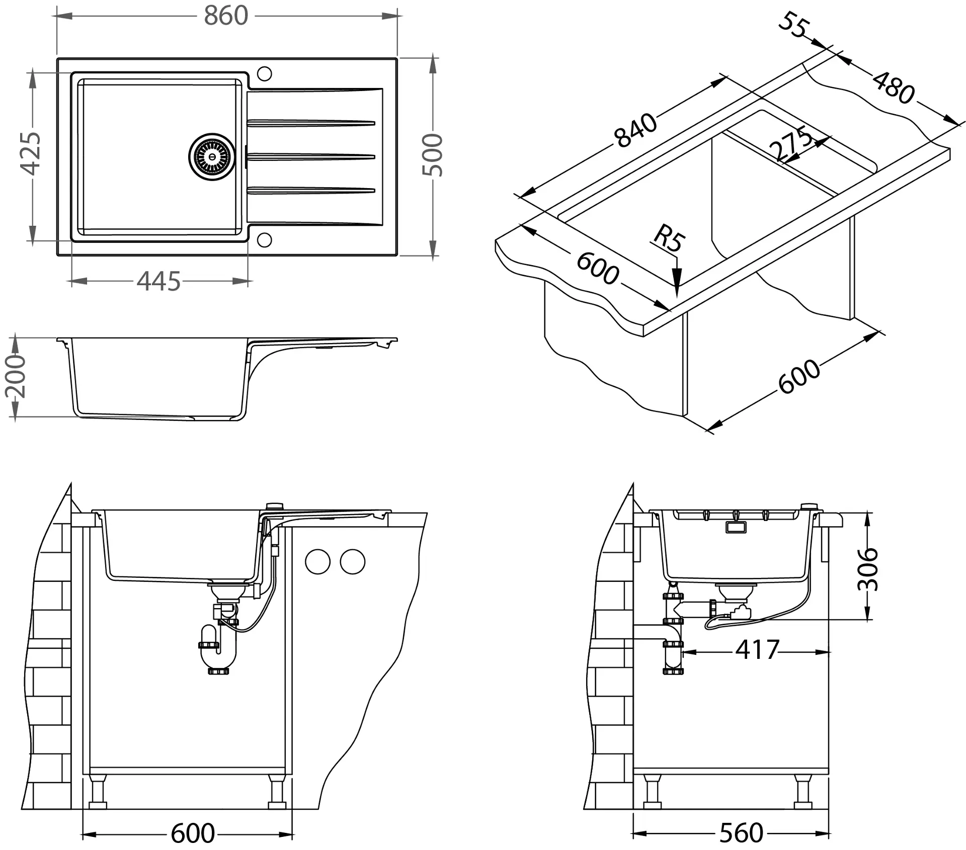 Alveus Cadit - Granieten Spoelbak 86x50 Cm, Met Draaiknopbediening, Terra 1132028 4 Alveus Cadit - Granieten Spoelbak 86x50 Cm, Met Draaiknopbediening, Terra 1132028 - Afbeelding 2