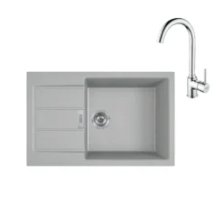 Franke Sets - Keukenset T106, Tectonite Spoelbak S2D 611-78 XL En Keukenkraan FP 9000.031, Grijs/chroom 143.0675.733