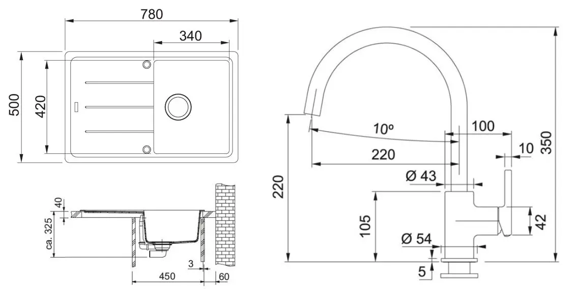 Franke Sets - Keukenset G279O, Fragraniet Spoelbak BFG 611-78 En Keukenkraan FC 6018.071, Onyx 114.0700.807 4 Franke Sets - Keukenset G279O, Fragraniet Spoelbak BFG 611-78 En Keukenkraan FC 6018.071, Onyx 114.0700.807 - Afbeelding 2