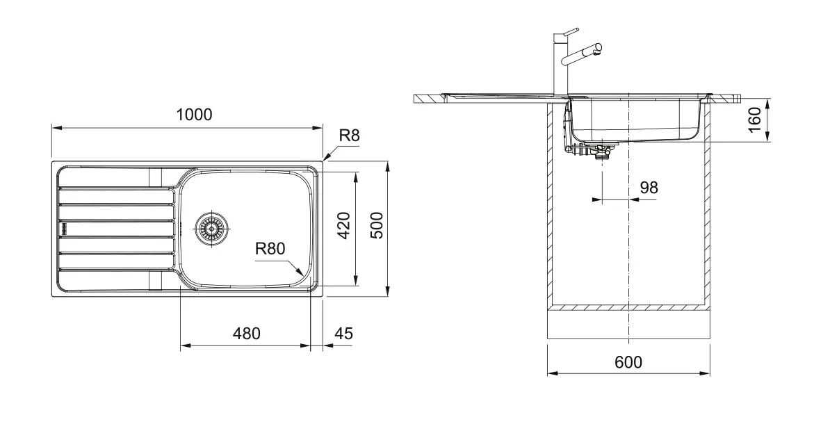 Franke Spark - Spoelbak SKX 611-100 LB, 100x50 Cm, Roestvrij Staal 101.0712.194 4 Franke Spark - Spoelbak SKX 611-100 LB, 100x50 Cm, Roestvrij Staal 101.0712.194 - Afbeelding 2