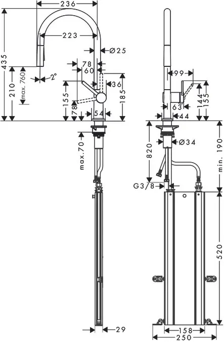 Hansgrohe M54 - Keukenkraan Talis Met Uittrekbare Sproeikop, SBox, Mat Zwart 72801670 4 Hansgrohe M54 - Keukenkraan Talis Met Uittrekbare Sproeikop, SBox, Mat Zwart 72801670 - Afbeelding 2