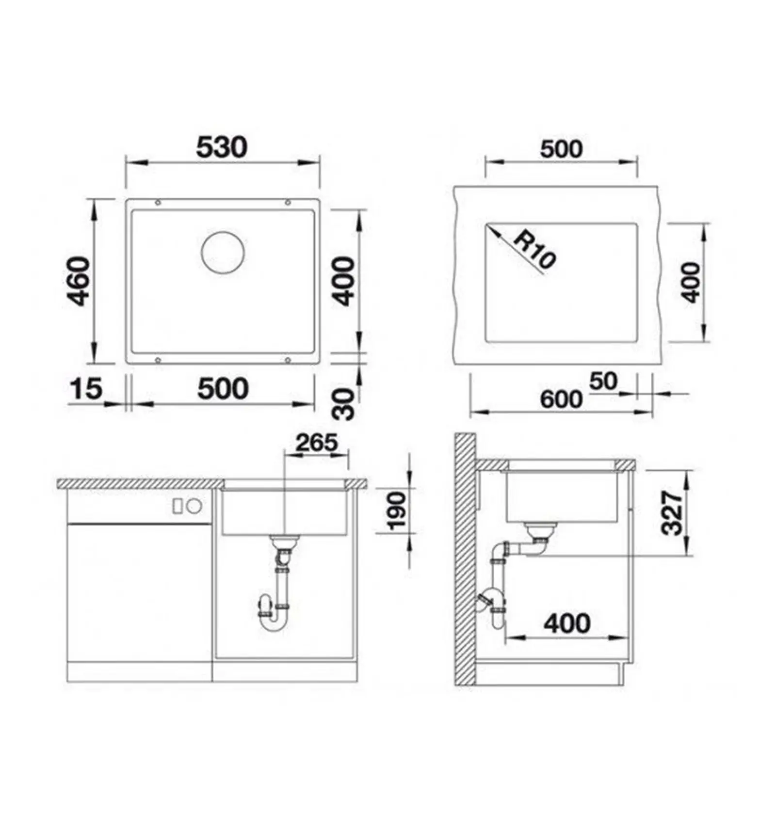 Blanco Subline 500 - Silgranit Spoelbak, 53x46 Cm, InFino, Wit 523436 4 Blanco Subline 500 - Silgranit Spoelbak, 53x46 Cm, InFino, Wit 523436 - Afbeelding 2