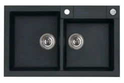 Alveus Rock - Granieten Spoelbak 78x48 Cm, Met Draaiknopbediening, Carbon 1090965