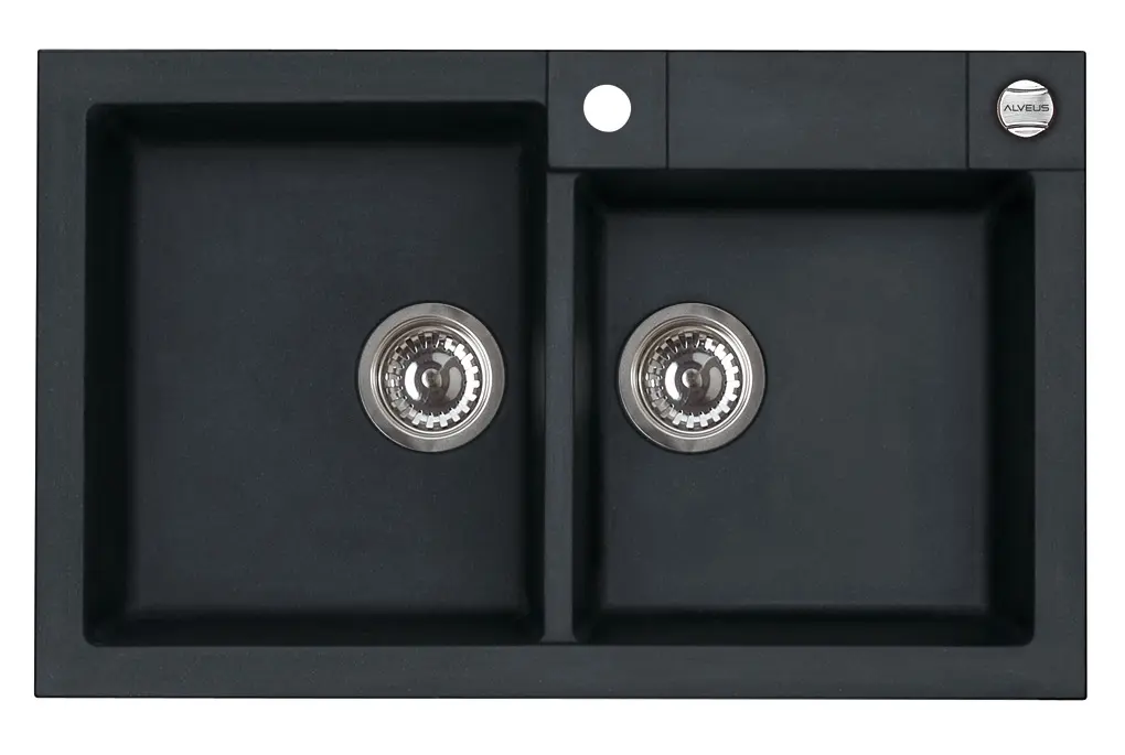 Alveus Rock - Granieten Spoelbak 78x48 Cm, Met Draaiknopbediening, Carbon 1090965 3 Alveus Rock - Granieten Spoelbak 78x48 Cm, Met Draaiknopbediening, Carbon 1090965