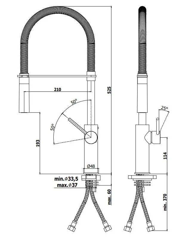 Paffoni Light - Keukenkraan Professional Met Flexibele Arm, Mat Zwart LIG179NONO 4 Paffoni Light - Keukenkraan Professional Met Flexibele Arm, Mat Zwart LIG179NONO - Afbeelding 2