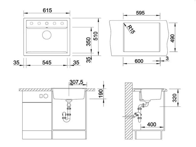 Blanco Dalago 6 - Silgranit Spoelbak, 62x51 Cm, Met Draaiknopbediening, Zwart 525873 4 Blanco Dalago 6 - Silgranit Spoelbak, 62x51 Cm, Met Draaiknopbediening, Zwart 525873 - Afbeelding 2