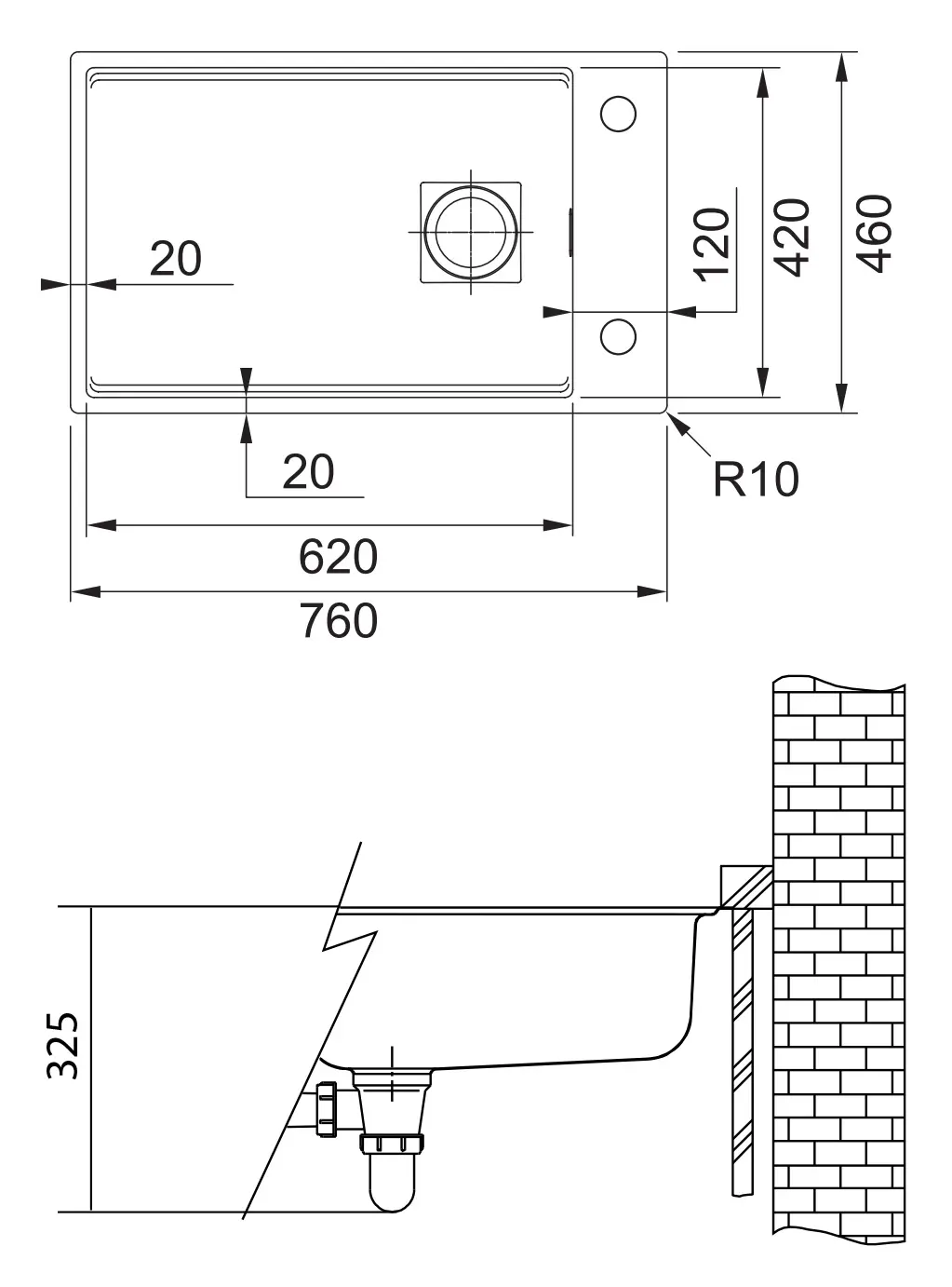 Franke Kubus 2 - Fragraniet Spoelbak KNG 110-62, 76x46 Cm, Cashmere 125.0512.516 4 Franke Kubus 2 - Fragraniet Spoelbak KNG 110-62, 76x46 Cm, Cashmere 125.0512.516 - Afbeelding 2