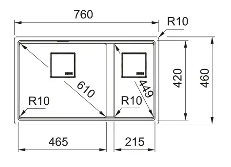 Franke Kubus 2 - Fragraniet Spoelbak KNG 120/2, 76x46 Cm, Onyx 125.0529.871 4 Franke Kubus 2 - Fragraniet Spoelbak KNG 120/2, 76x46 Cm, Onyx 125.0529.871 - Afbeelding 2