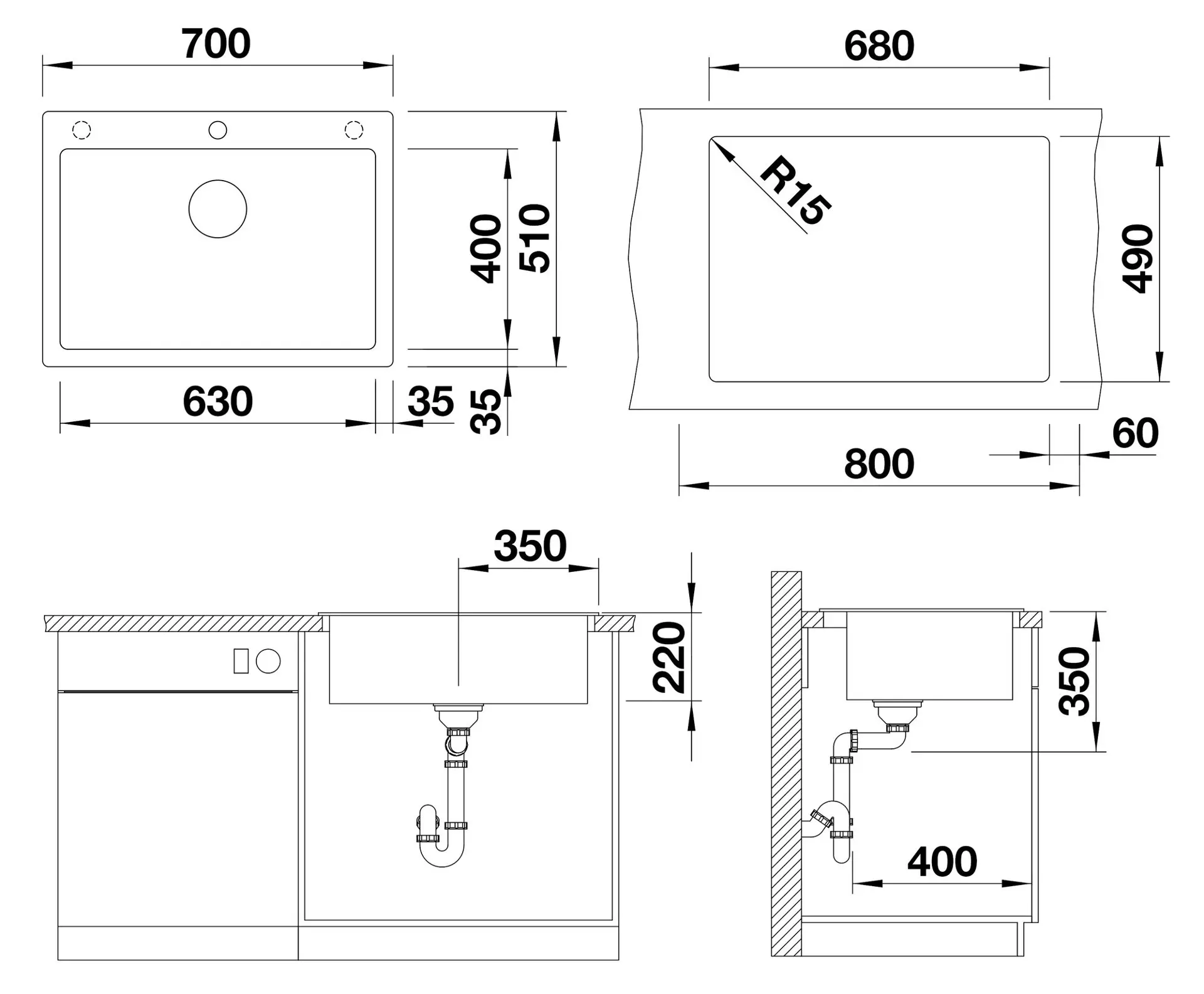 Blanco Pleon 8 - Silgranit Spoelbak, 70x51 Cm, Coffee 523052 4 Blanco Pleon 8 - Silgranit Spoelbak, 70x51 Cm, Coffee 523052 - Afbeelding 2