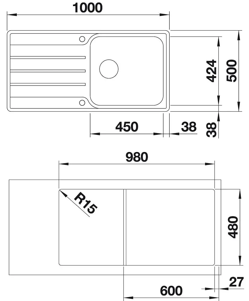 Blanco Lemis XL 6 - Spoelbak, 100x50 Cm, Met Draaiknopbediening, Geborsteld Rvs 523035 4 Blanco Lemis XL 6 - Spoelbak, 100x50 Cm, Met Draaiknopbediening, Geborsteld Rvs 523035 - Afbeelding 2