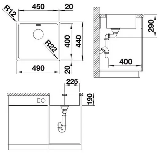 Blanco Andano 450 - Spoelbak, 49x44 Cm, Vlakke Rand, Rvs 522961 4 Blanco Andano 450 - Spoelbak, 49x44 Cm, Vlakke Rand, Rvs 522961 - Afbeelding 2