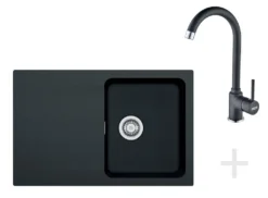 Franke Sets - Keukenset T30, OID 611-78 Tectonite Spoelbak, Zwart + FP 9900 Keukenkraan, Onyx NEW 114.0366.039