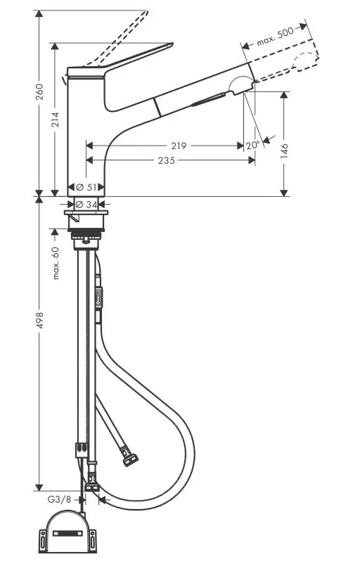 Hansgrohe Zesis M33 - Keukenkraan 150, Met Uittrekbare Sproeikop, SBox Lite, Mat Zwart 74803670 4 Hansgrohe Zesis M33 - Keukenkraan 150, Met Uittrekbare Sproeikop, SBox Lite, Mat Zwart 74803670 - Afbeelding 2