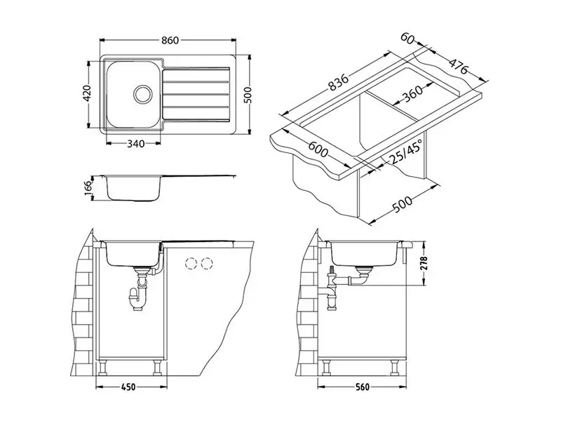 Alveus Line Monarch - Spoelbak 86x50 Cm, Bronze 1103786 4 Alveus Line Monarch - Spoelbak 86x50 Cm, Bronze 1103786 - Afbeelding 2