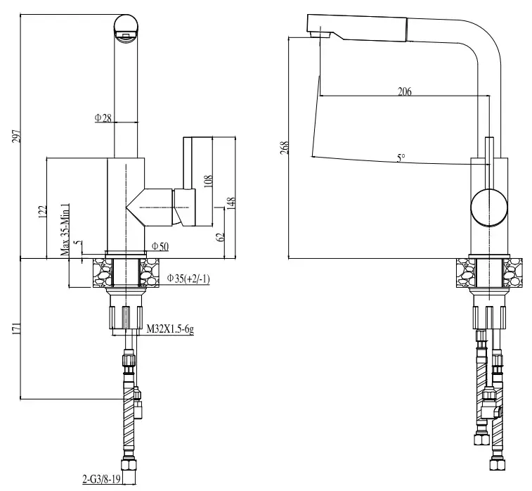 Alveus Siros - Keukenkraan Met Uittrekbare Uitloop, Beige/rvs 1129045 4 Alveus Siros - Keukenkraan Met Uittrekbare Uitloop, Beige/rvs 1129045 - Afbeelding 2