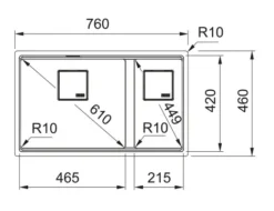 Franke Kubus 2 - Fragraniet Spoelbak KNG 120/2, 76x46 Cm, Mat Zwart 125.0718.492 -SANITINO WINKEL 8185a7c78bc22466b31b7859