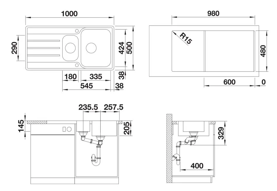 Blanco Lemis 6 - Spoelbak, 100x50 Cm, Met Afvoerbediening, Geborsteld Rvs 523033 4 Blanco Lemis 6 - Spoelbak, 100x50 Cm, Met Afvoerbediening, Geborsteld Rvs 523033 - Afbeelding 2