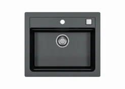 Alveus Atrox - Granieten Spoelbak 59x50 Cm, Met Draaiknopbediening, Carbon 1131996