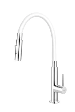 Novaservis Ferro - Keukenkraan Met Flexibele Arm, Dualspray, Wit/chroom 70730,0B