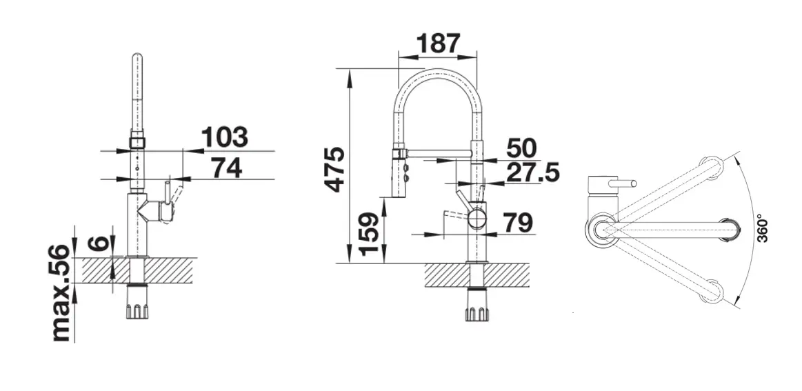 Blanco Catris S - Keukenkraan Met Flexibele Arm En Vuistdouche, Donker Staal 527731 4 Blanco Catris S - Keukenkraan Met Flexibele Arm En Vuistdouche, Donker Staal 527731 - Afbeelding 2