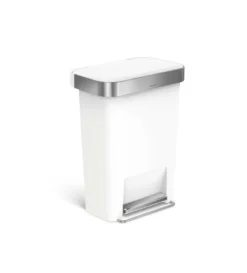 Simplehuman Afvalemmers - Afvalbak 45 L, Met Zakvak, RVS/wit CW1387CB