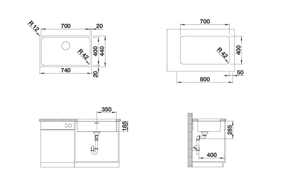 Blanco Solis 700 - Spoelbak, 74x44 Cm, Geborsteld Rvs 526125 4 Blanco Solis 700 - Spoelbak, 74x44 Cm, Geborsteld Rvs 526125 - Afbeelding 2