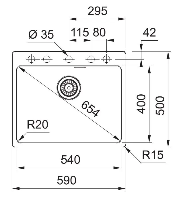Franke Maris - Fragraniet Spoelbak MRG 610-54 FTL, 59x50 Cm, Ijswit 114.0661.452 4 Franke Maris - Fragraniet Spoelbak MRG 610-54 FTL, 59x50 Cm, Ijswit 114.0661.452 - Afbeelding 2