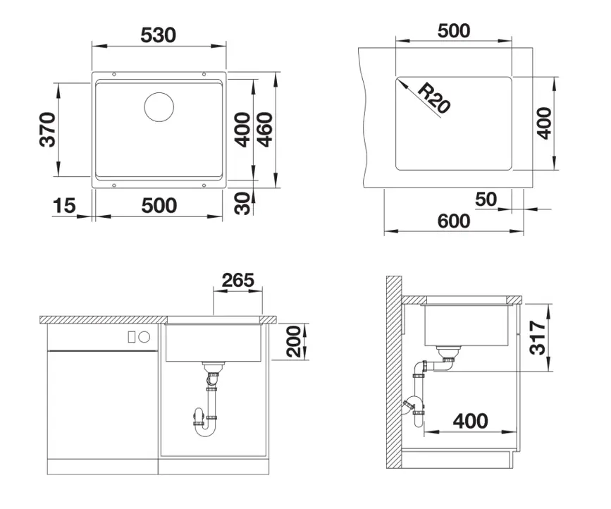 Blanco Etagon 500 - Silgranieten Spoelbak, 53x46 Cm, Met Accessoires, Antraciet 527757 4 Blanco Etagon 500 - Silgranieten Spoelbak, 53x46 Cm, Met Accessoires, Antraciet 527757 - Afbeelding 2