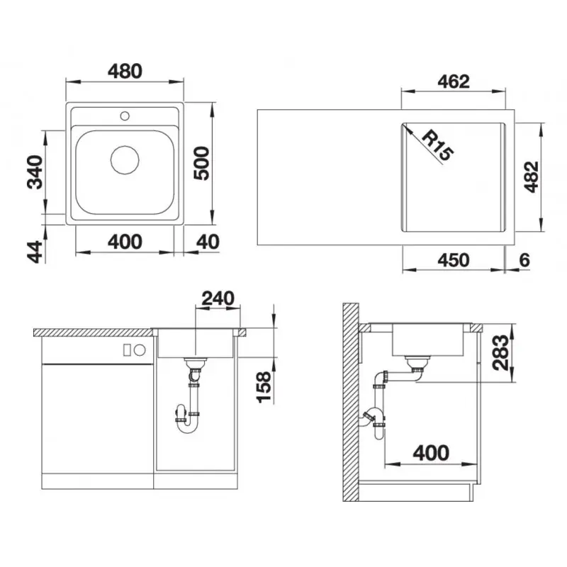 Blanco Dana - Spoelbak, 48x50 Cm, Rvs 525322 4 Blanco Dana - Spoelbak, 48x50 Cm, Rvs 525322 - Afbeelding 2