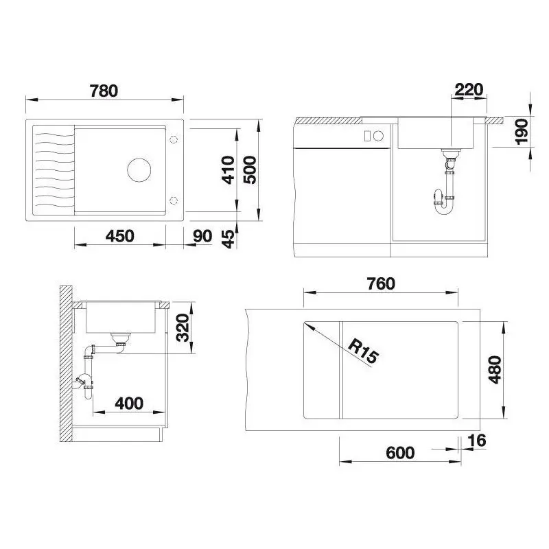 Blanco Elon XL 6 - Silgranit Spoelbak, 78x50 Cm, Antraciet 524844 4 Blanco Elon XL 6 - Silgranit Spoelbak, 78x50 Cm, Antraciet 524844 - Afbeelding 2