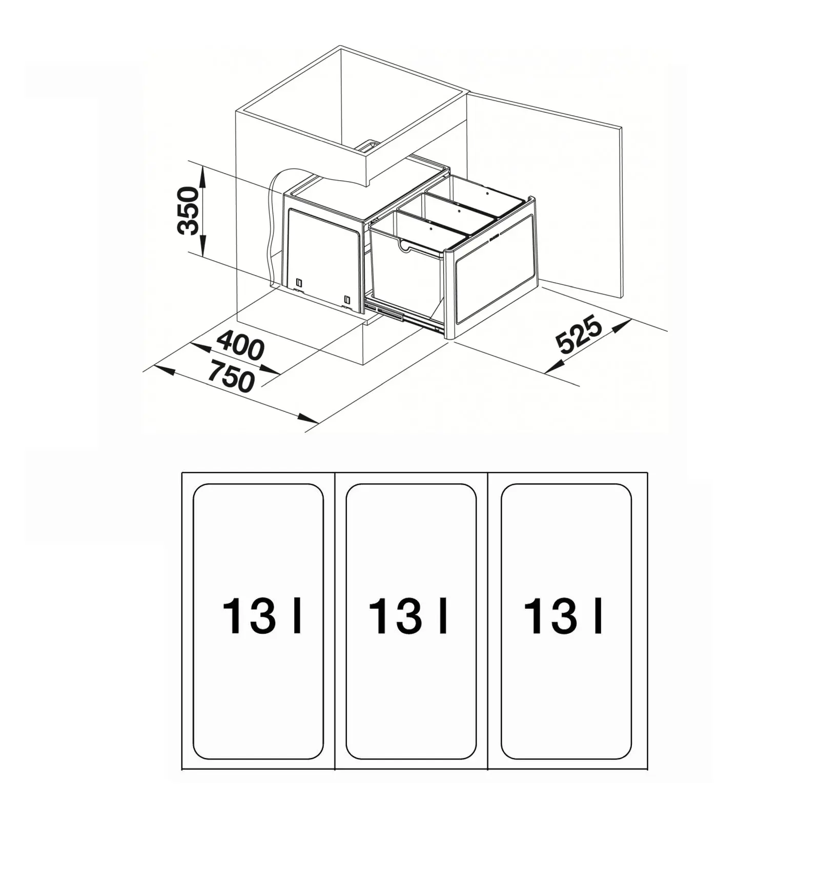 Blanco Botton Pro - Afvalsorteersysteem, Met Scheidingswand, Inhoud 39 L 517469 4 Blanco Botton Pro - Afvalsorteersysteem, Met Scheidingswand, Inhoud 39 L 517469 - Afbeelding 2