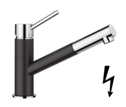 Blanco Kano S - Keukenkraan Met Uittrekbare Vuistdouche, Zwart/chroom 527652