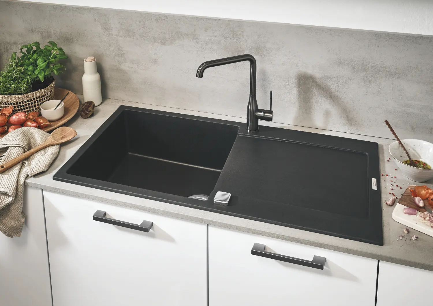 Grohe Spoelbakken - Composiet Spoelbak K500 Met Automatische Waste, 100x50 Cm, Grafiet Zwart 31645AP0 5 Grohe Spoelbakken - Composiet Spoelbak K500 Met Automatische Waste, 100x50 Cm, Grafiet Zwart 31645AP0 - Afbeelding 3