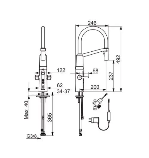 Hansa Fit - Hybrid Elektronische Keukenkraan, Elektronische Stopkraan, Zwart/chroom 65262213 4 Hansa Fit - Hybrid Elektronische Keukenkraan, Elektronische Stopkraan, Zwart/chroom 65262213 - Afbeelding 2