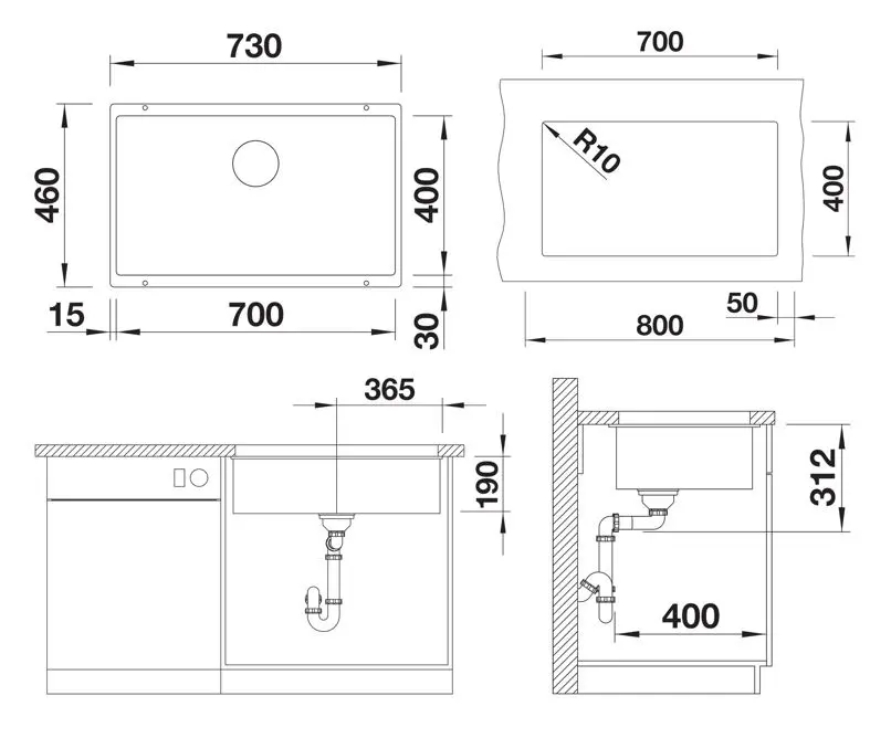 Blanco Subline 700 - Silgranit Spoelbak, 73x46 Cm, InFino, Zacht Wit 527173 4 Blanco Subline 700 - Silgranit Spoelbak, 73x46 Cm, InFino, Zacht Wit 527173 - Afbeelding 2