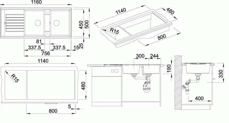 Blanco Zia 8 - Silgranit Spoelbak, 116x50 Cm, Antraciet 515605 4 Blanco Zia 8 - Silgranit Spoelbak, 116x50 Cm, Antraciet 515605 - Afbeelding 2